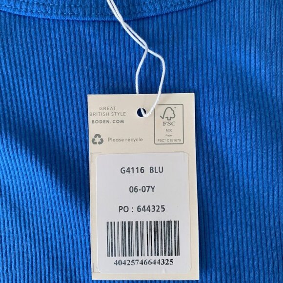 NWT Mini Boden Girl Blue Tank Top 6-7 years - Picture 4 of 6